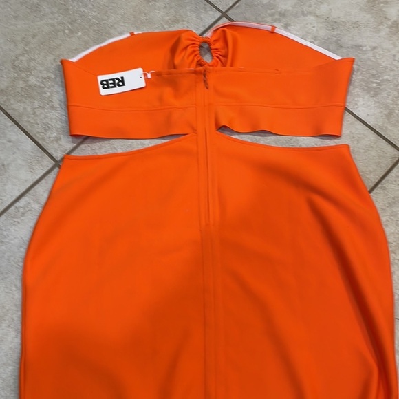 NWT! Rebdolls Orange Double Take Ringed Cut Out Bandage Mini Dress 4X - Picture 10 of 10